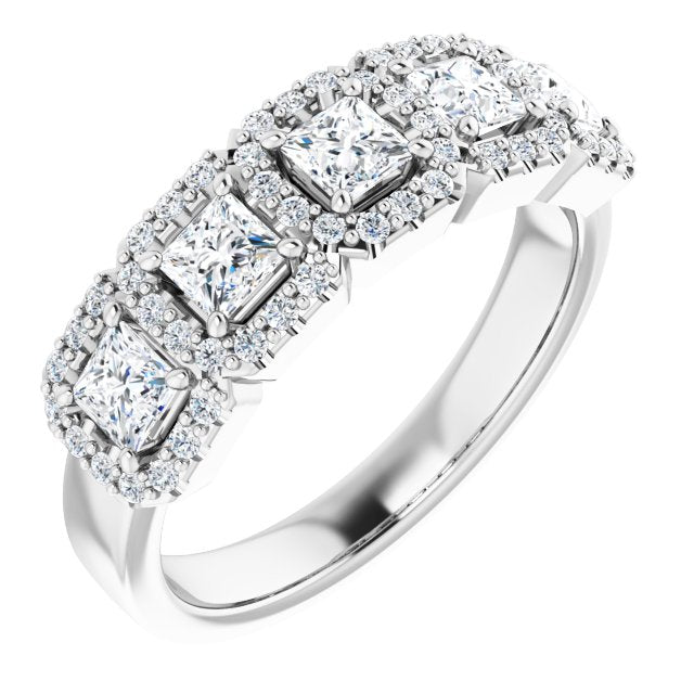 18K White 5-Stone Halo-Style Anniversary Band Mounting