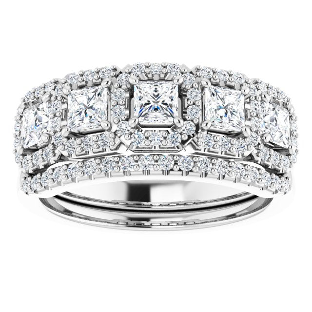 18K White 5-Stone Halo-Style Anniversary Band Mounting