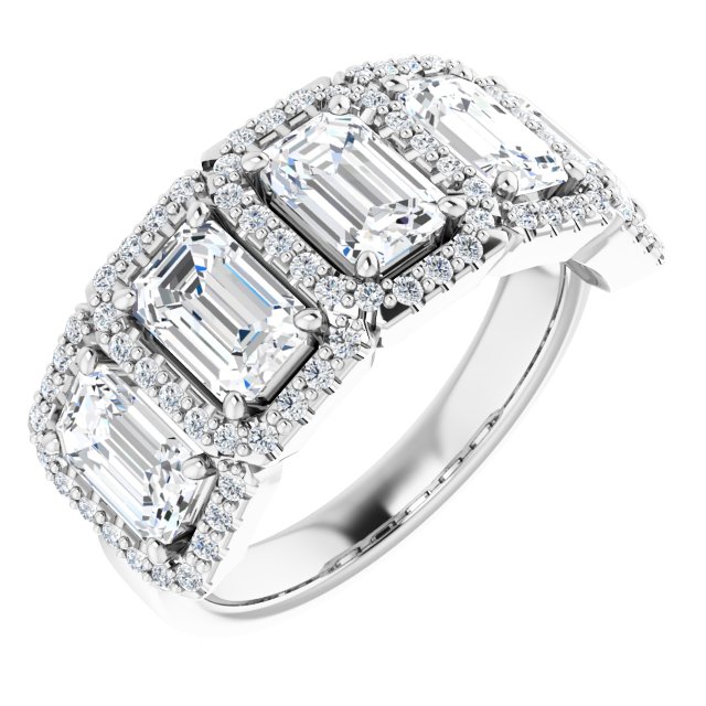 18K White 5-Stone Halo-Style Anniversary Band Mounting