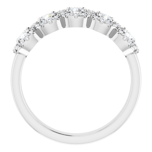 18K White 5-Stone Halo-Style Anniversary Band Mounting