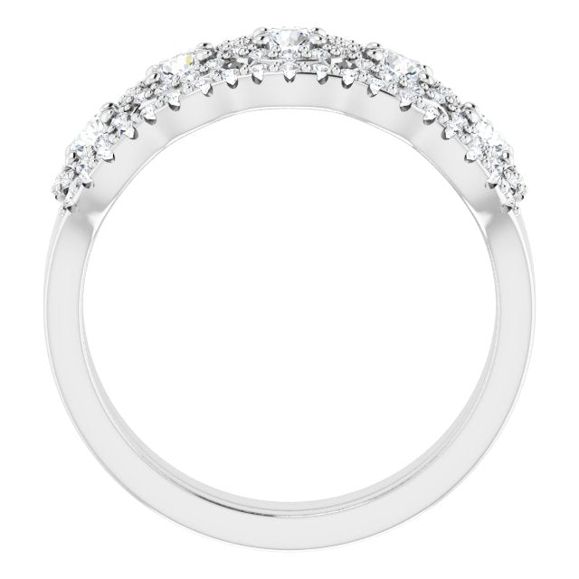 18K White 5-Stone Halo-Style Anniversary Band Mounting