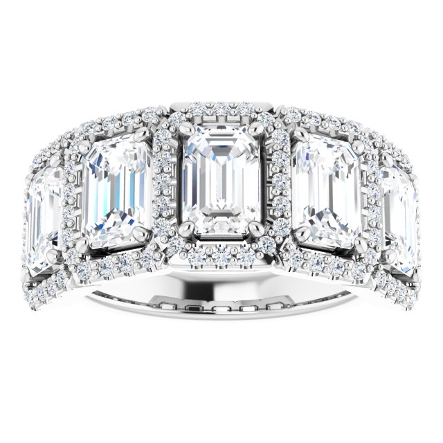 18K White 5-Stone Halo-Style Anniversary Band Mounting