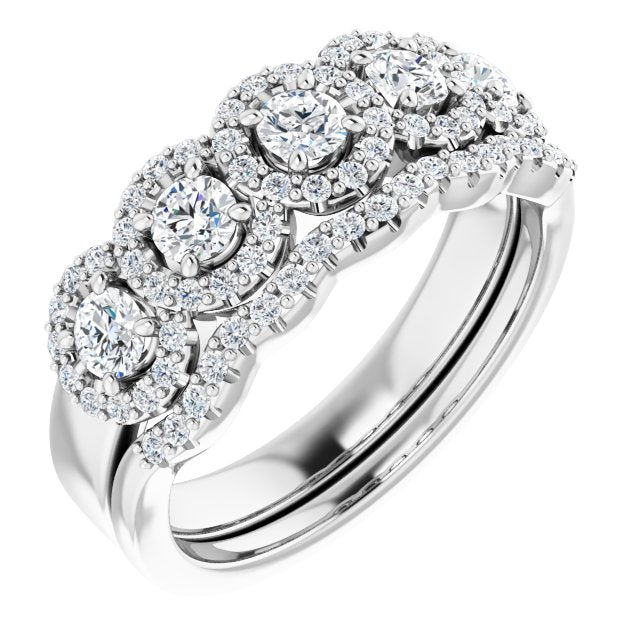 18K White 5-Stone Halo-Style Anniversary Band Mounting