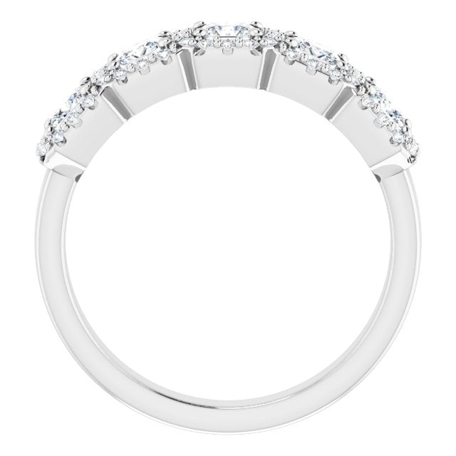 18K White 5-Stone Halo-Style Anniversary Band Mounting
