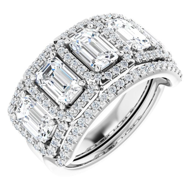 18K White 5-Stone Halo-Style Anniversary Band Mounting