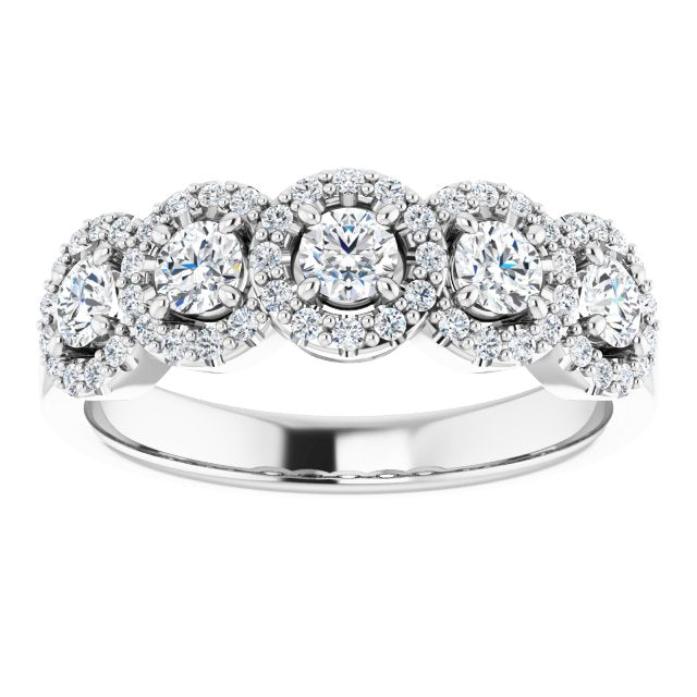 18K White 5-Stone Halo-Style Anniversary Band Mounting