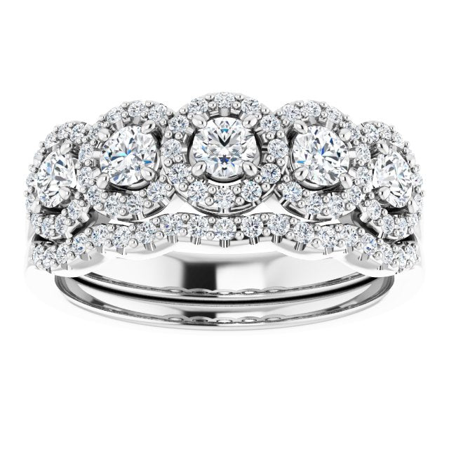 18K White 5-Stone Halo-Style Anniversary Band Mounting