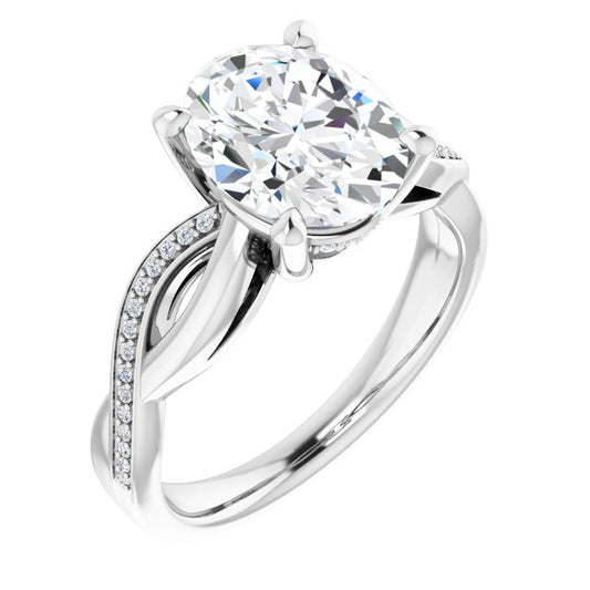 18K White Engagement Ring Mounting