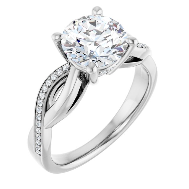 18K White Engagement Ring Mounting