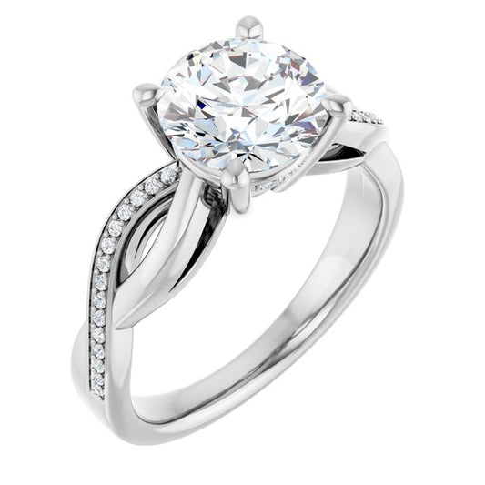 18K White Engagement Ring Mounting