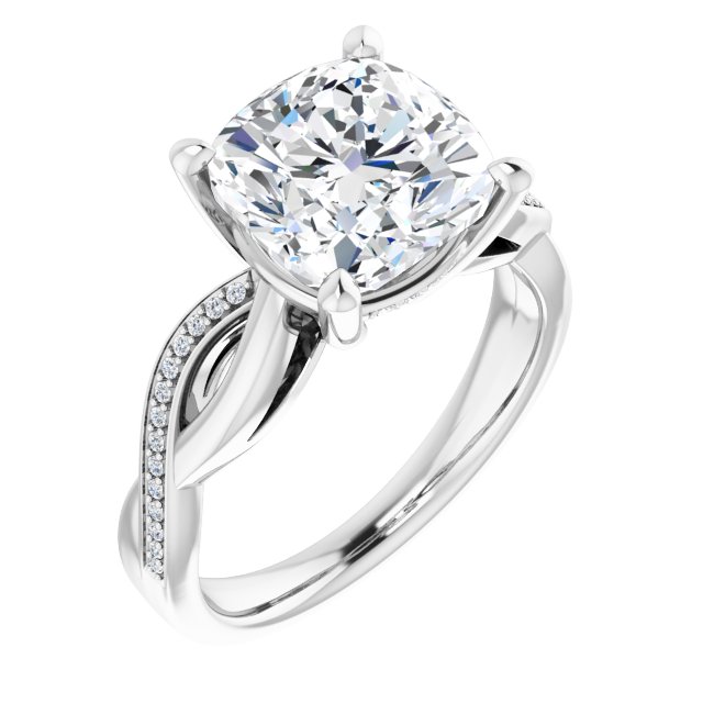18K White Engagement Ring Mounting