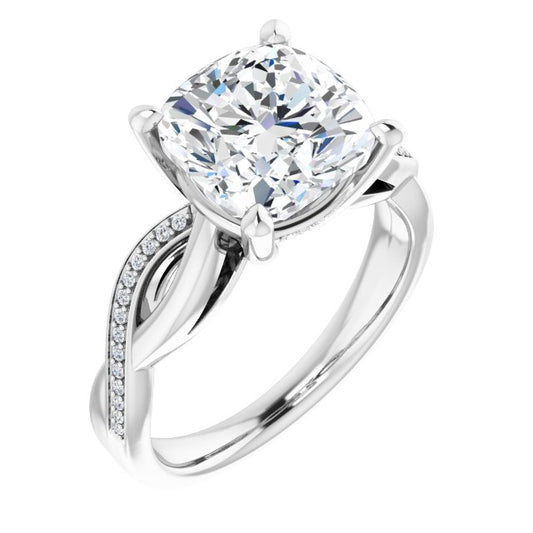 18K White Engagement Ring Mounting