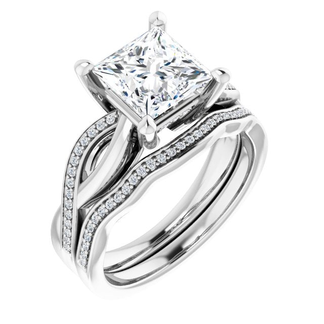 18K White Engagement Ring Mounting