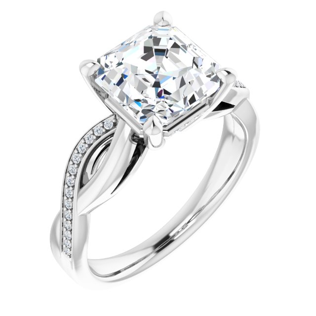 18K White Engagement Ring Mounting