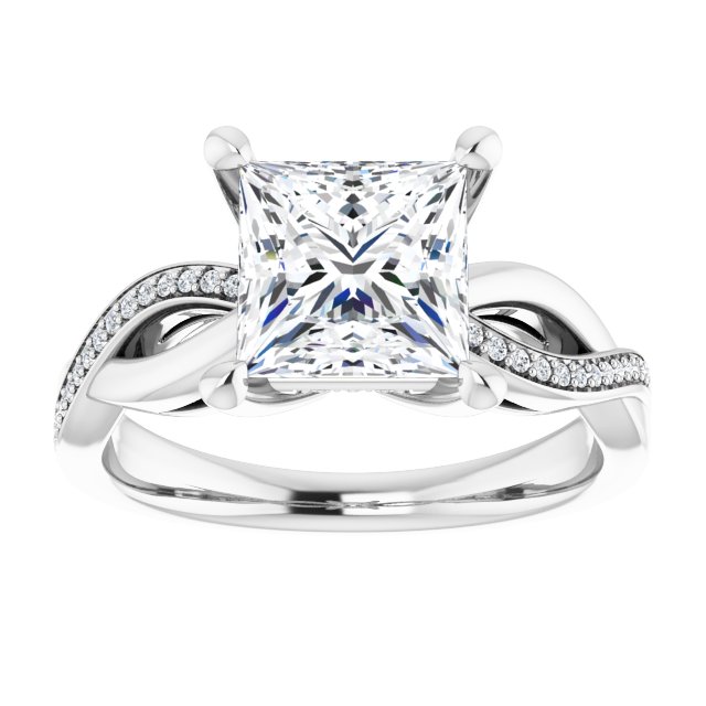 18K White Engagement Ring Mounting