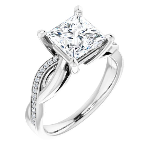 18K White Engagement Ring Mounting