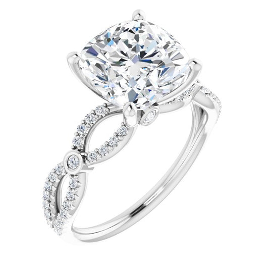 18K White Engagement Ring Mounting