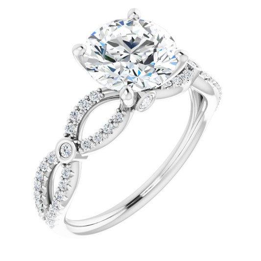18K White Engagement Ring Mounting