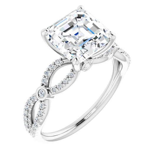18K White Engagement Ring Mounting