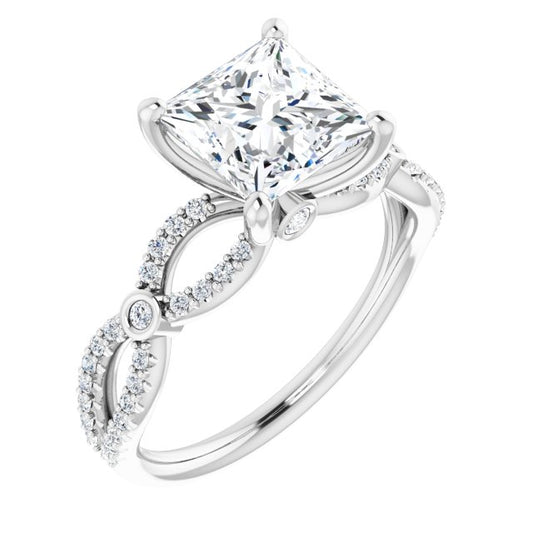 18K White Engagement Ring Mounting