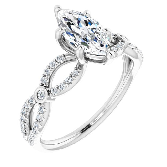 18K White Engagement Ring Mounting