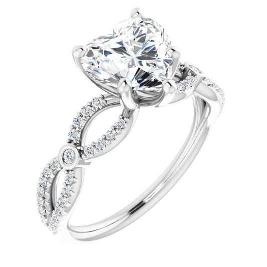 18K White Engagement Ring Mounting