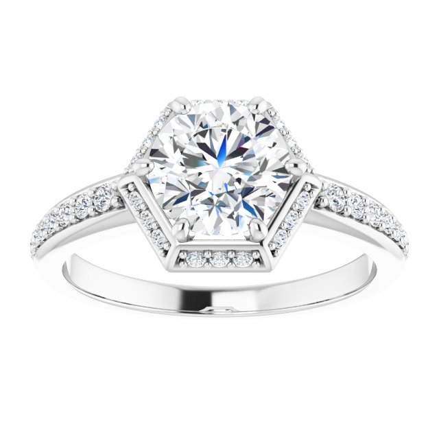 18K White Engagement Ring Mounting