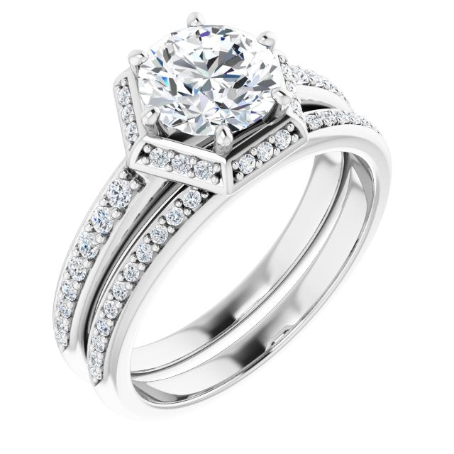 18K White Engagement Ring Mounting