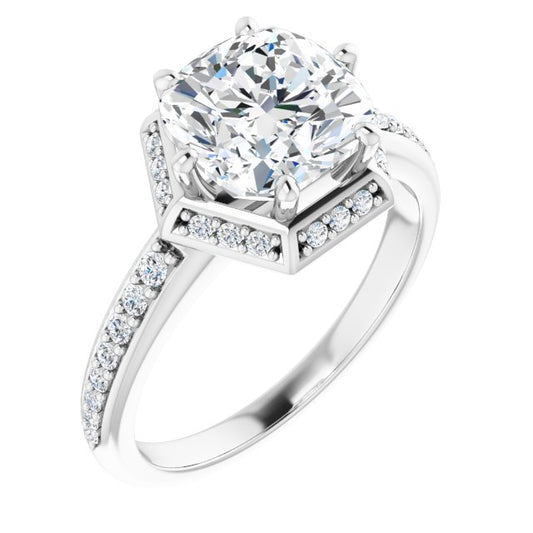 18K White Engagement Ring Mounting