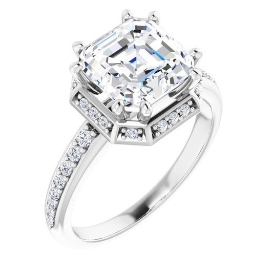 18K White Engagement Ring Mounting