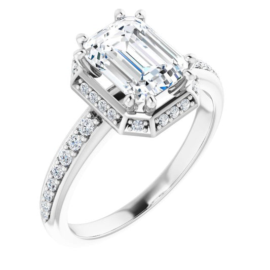 18K White Engagement Ring Mounting