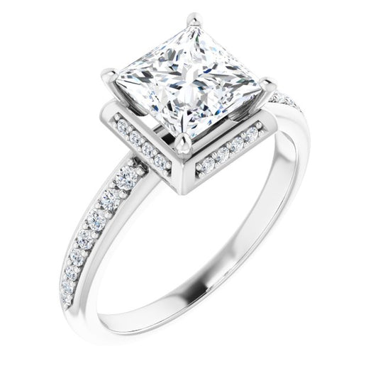 18K White Engagement Ring Mounting