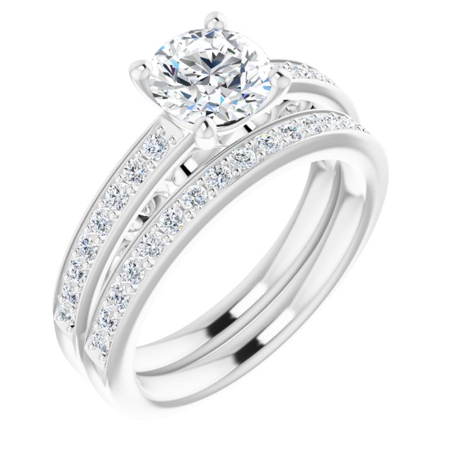 18K White Engagement Ring Mounting