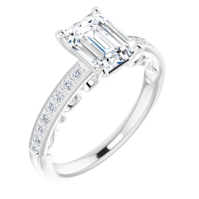 18K White Engagement Ring Mounting