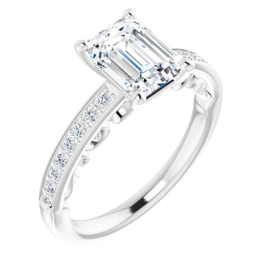 18K White Engagement Ring Mounting