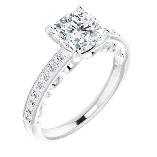 18K White Engagement Ring Mounting