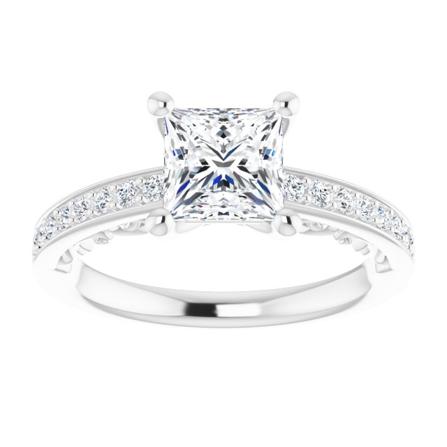 18K White Engagement Ring Mounting