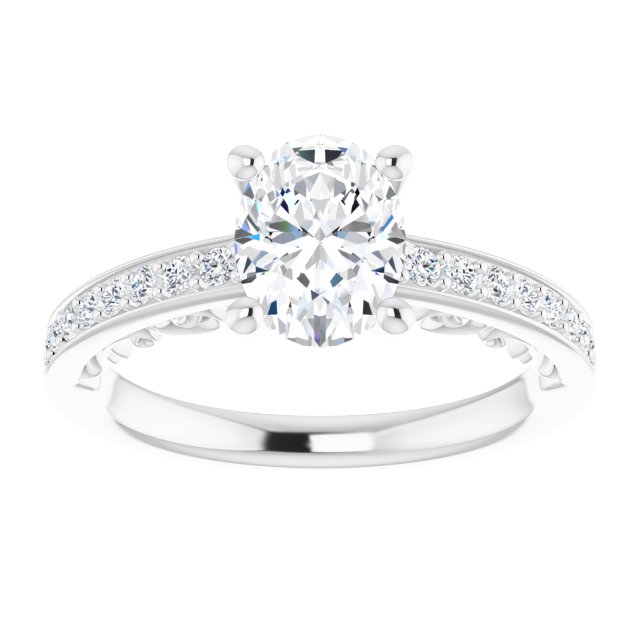 18K White Engagement Ring Mounting