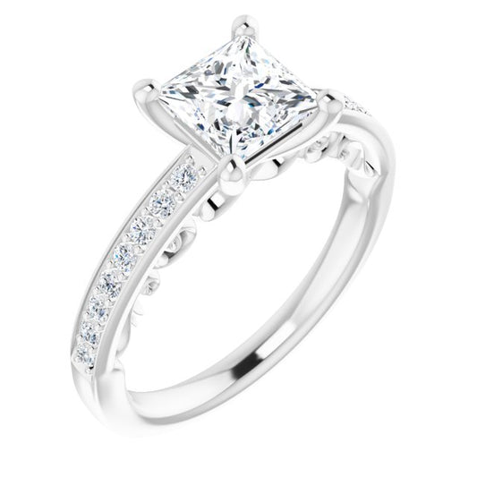 18K White Engagement Ring Mounting