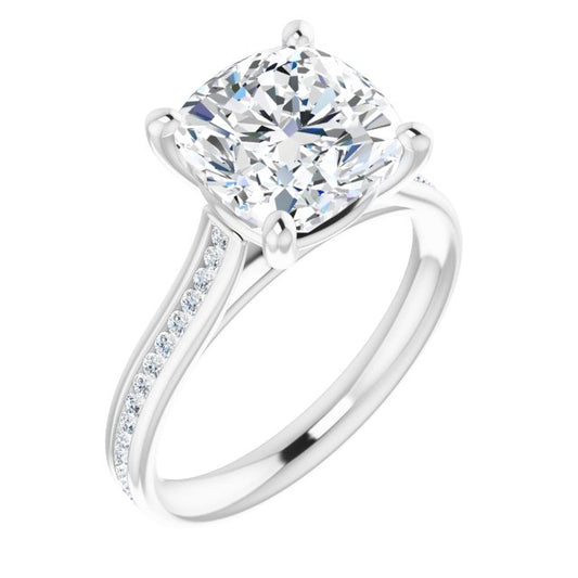 18K White Engagement Ring Mounting