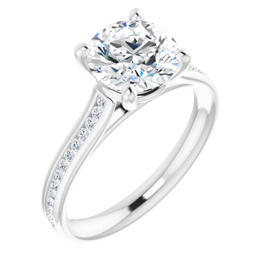 18K White Engagement Ring Mounting