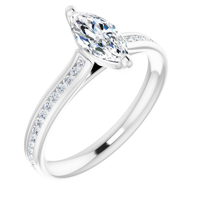 18K White Engagement Ring Mounting