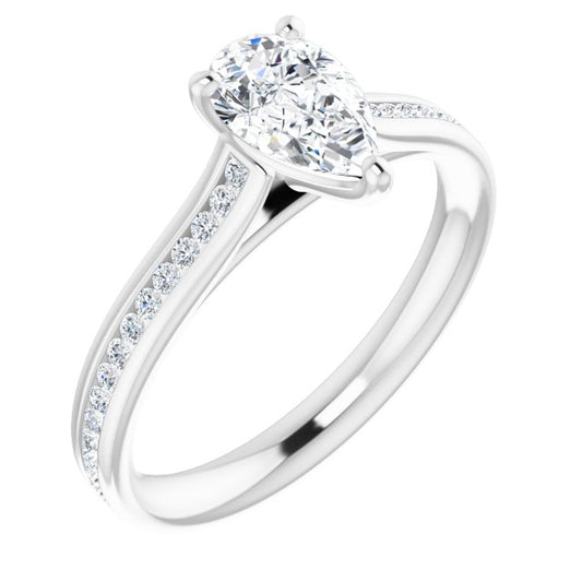 18K White Engagement Ring Mounting