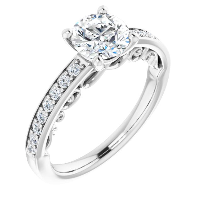 18K White Engagement Ring Mounting
