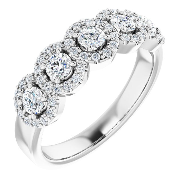 18K White 5-Stone Halo-Style Anniversary Band Mounting