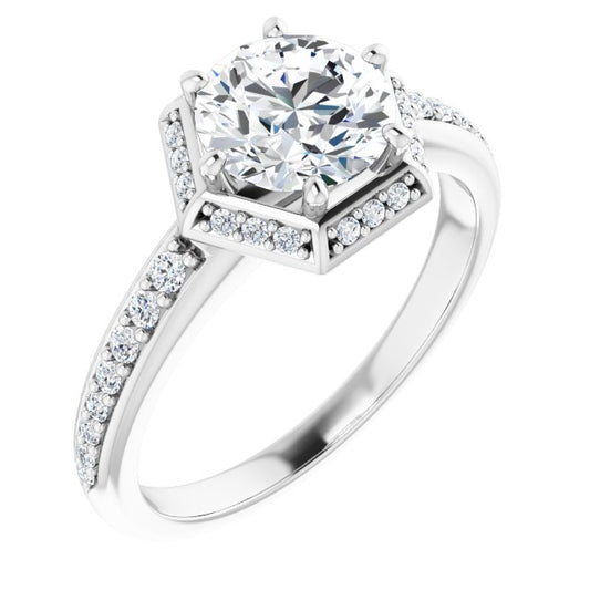 18K White Engagement Ring Mounting