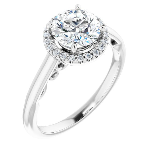 18K White Engagement Ring Mounting