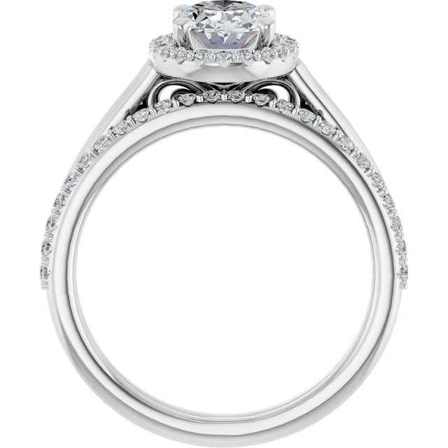 18K White Engagement Ring Mounting