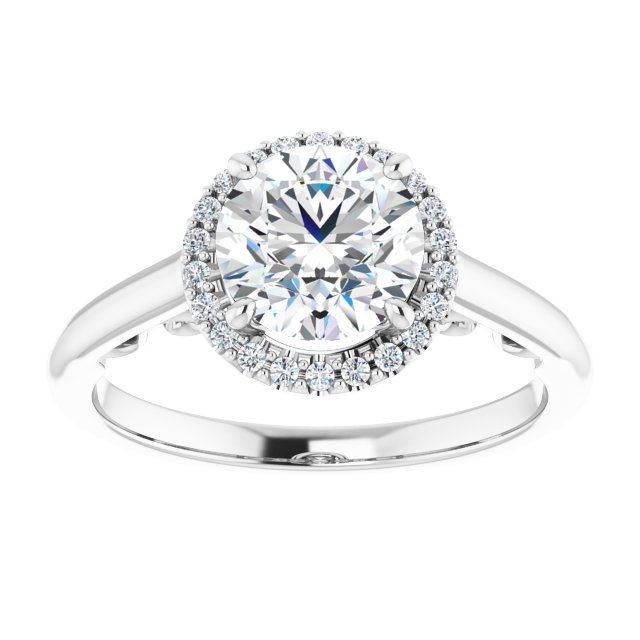 18K White Engagement Ring Mounting