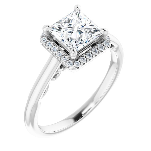 18K White Engagement Ring Mounting
